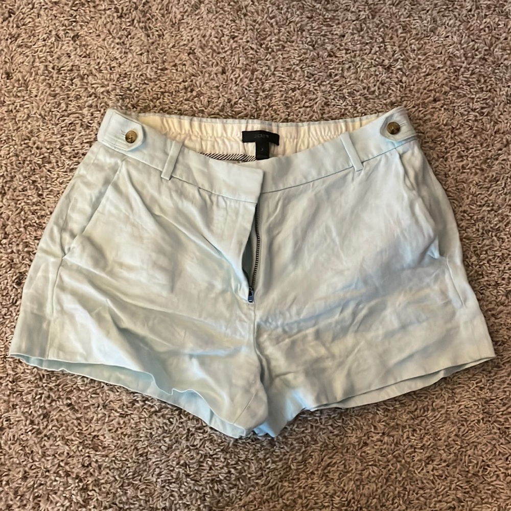 Mint green linen shorts